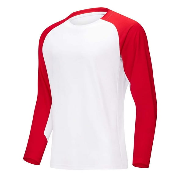 Lmnyox Workout Tops for Men Casual Color Block Long Sleeve Athletic Tee Shirt Crew Neck Running Sport T Shirt