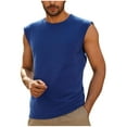 thumbnail image 1 of Lmnyox Workout Tops for Men Solid Color Basic Gym Sport Tee Breathable Sleeveless Crew Neck Athletic Shirts, 1 of 6