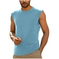 thumbnail image 1 of Lmnyox Workout Tops for Men Solid Color Basic Gym Sport Tee Breathable Sleeveless Crew Neck Athletic Shirts, 1 of 6
