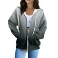 thumbnail image 1 of Lmnyox Zip Up Hoodies Women's Fashion Long Sleeve Print Hooded Jacket Casual Loose Drawstring Sweatshirt with Pocket, 1 of 5