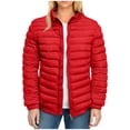 thumbnail image 1 of Lmnyox Zip Up Puffer Jacket for Women Lightweight Long Sleeve Stand Collar Jacket Winter Thermal Coat Outerwear, 1 of 4
