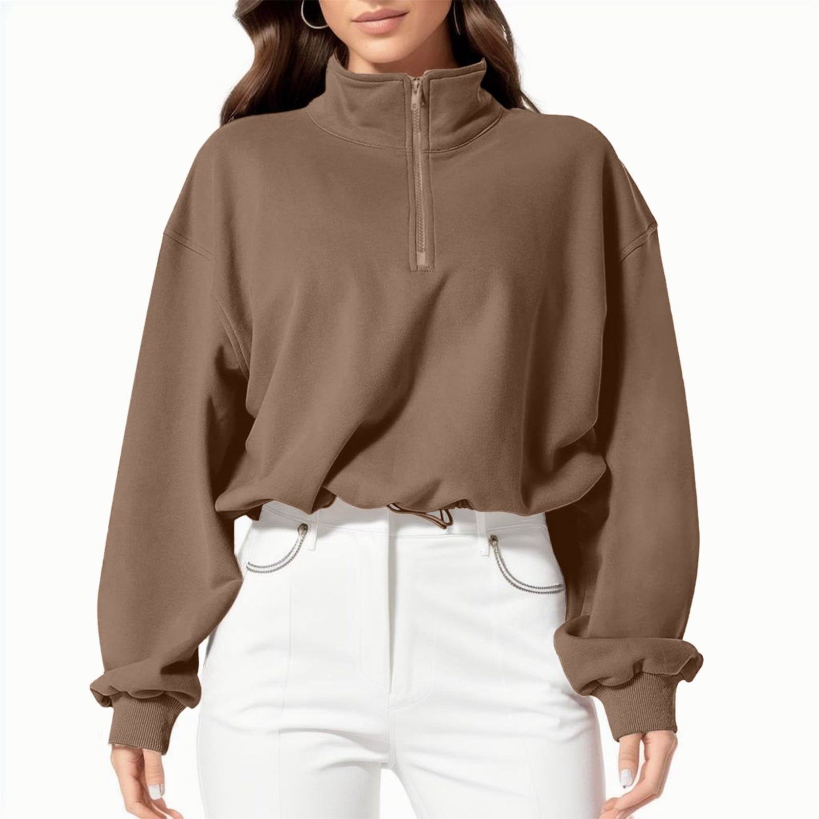 Half crop top hoodie sales