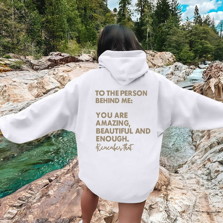 Lmtime Women's Hoodies Loose Graphic Tee Shirt Hoodie Sweatshirt Teen Girls Long Sleeve Fall Clothes Pullovers Tops Blouse White L