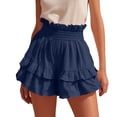 thumbnail image 1 of Lmueinov 2026 Women's High Waisted Ruffle Tiered Cotton Shorts, Flowy Beach Vacation Date Night Casual Shorts with Pockets S-2XL, 1 of 5