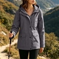 thumbnail image 1 of Lmueinov 2026 Women's Hooded Snap Zip Windbreaker Jacket, Multi-Pocket Water Resistant Mid-Length Outdoor Hiking Casual Coat S-XXL, 1 of 7