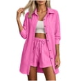 thumbnail image 1 of Lmueinov 3/4 Sleeve Cardigan for Women 100% Cotton Plus Size Button Down Layering Cover Up Jacket Solid Pocketed Going Out Tops for Summer Fall Daily, 1 of 6