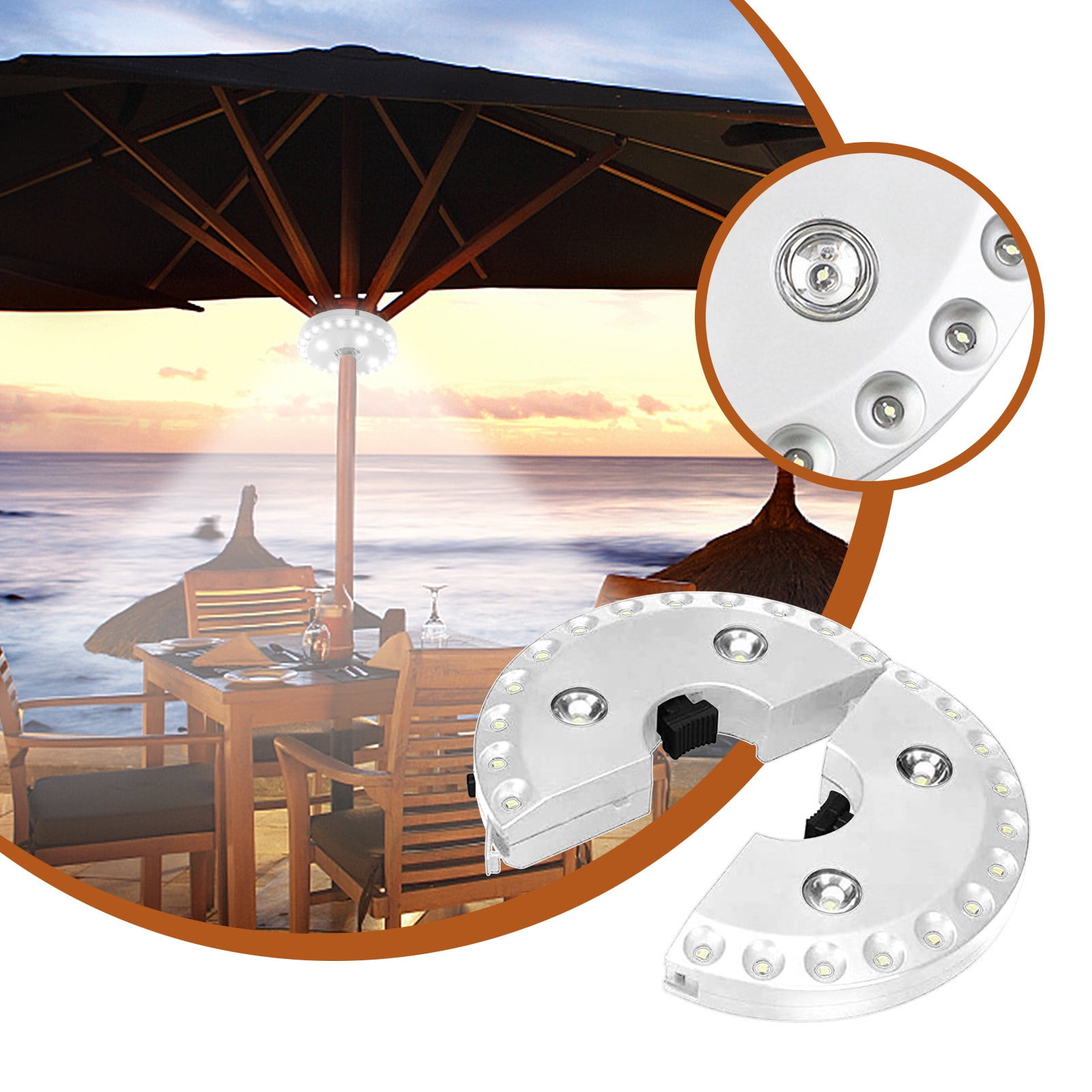 Lmueinov Battery Umbrella Lights Outdoor, Powered Patio Umbrella Lights