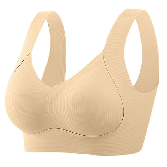 Lmueinov Plus Size Bras for Women Full Coverage No Underwire Push Up Padded Bralettes with Side Support, Seamless T-shirt Bra for Everyday Comfort