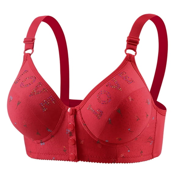 Lmueinov Bras for Women Supportive Wireless Push Up Bra Full Coverage No Underwire Floral Print Bralettes for Older Women