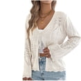 thumbnail image 1 of Lmueinov Cardigan Sweaters for Women Openwork Tie Front Long Sleeve Hollow Out Lightweight Knit Cover Up Trendy Summer Fall Beach Vacation Daily Shrugs, 1 of 7