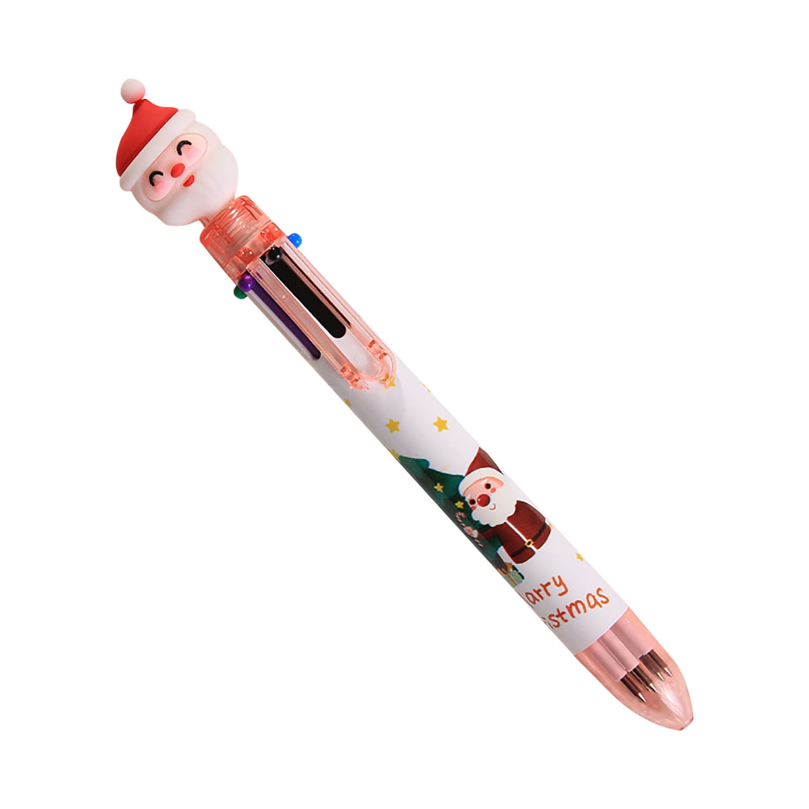 Lmueinov Christmas Style 6-color Ballpoint Pen Manually Press Multi ...