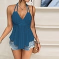 thumbnail image 1 of Lmueinov Halter Tank Tops for Women Sleeveless Ruffle Hem Cami,Backless Tank for Summer Going Out Vacation Wear, 1 of 5