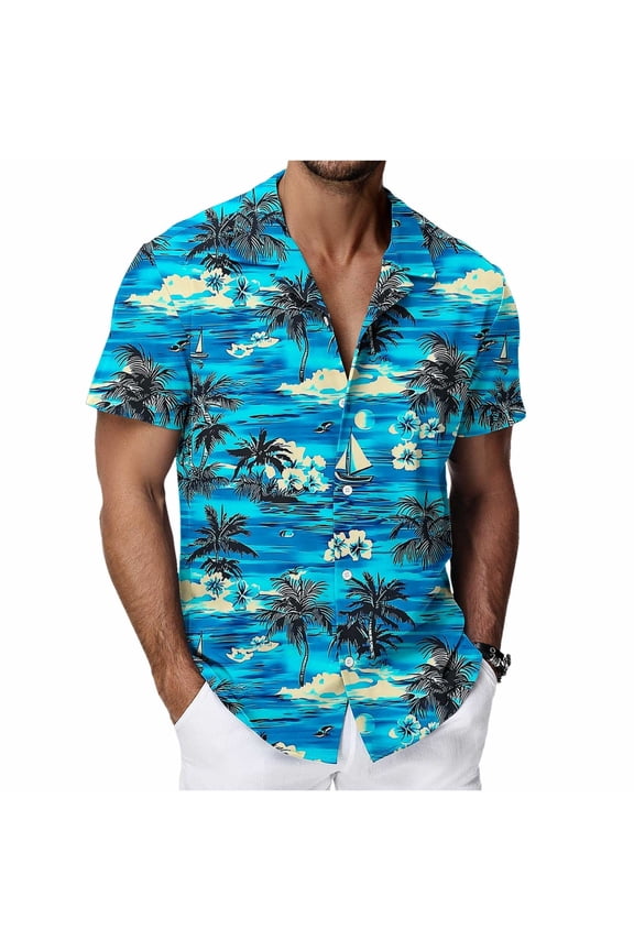 Hawaiian Shirt for Men Button Down Summer Beach Men's and Big Men's Tropical Flower Print Short Sleeve Shirt, S-4X