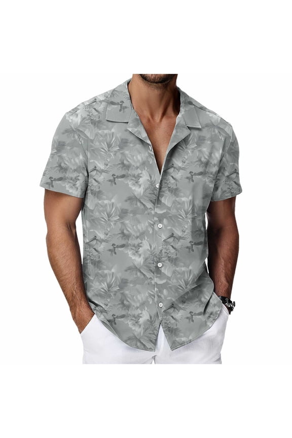 Hawaiian Shirt for Men Button Down Summer Beach Men's and Big Men's Tropical Flower Print Short Sleeve Shirt, S-4X