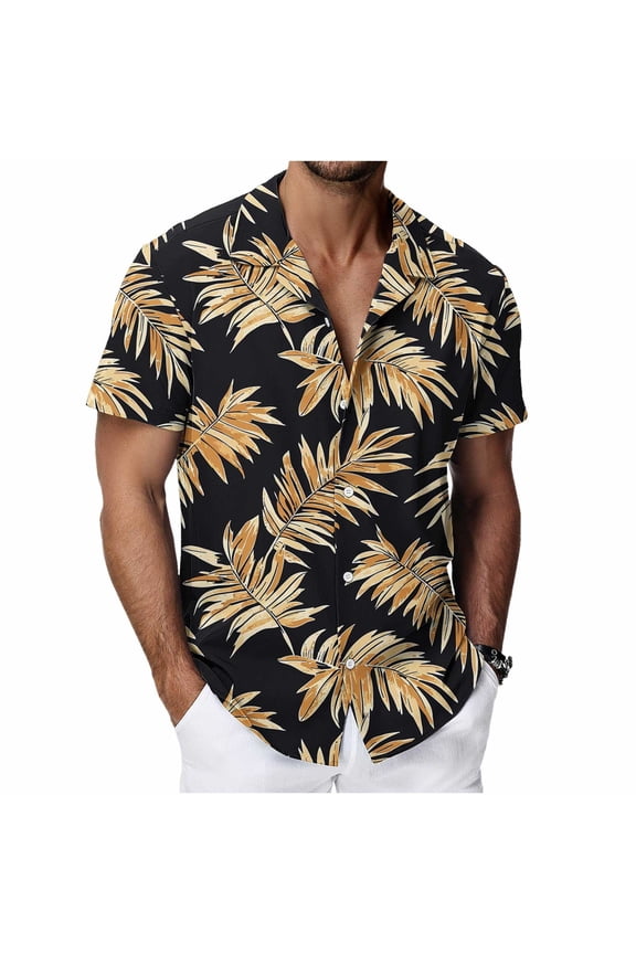 Hawaiian Shirt for Men Button Down Summer Beach Men's and Big Men's Tropical Flower Print Short Sleeve Shirt, S-4X