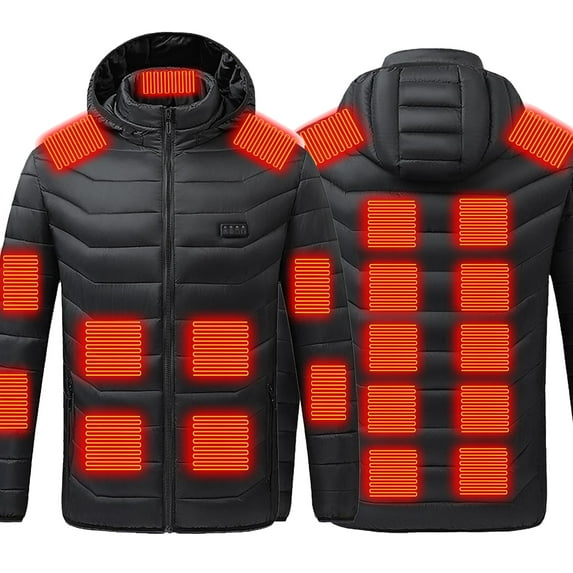 Lmueinov Winter Coats for Women Heated Jacket for Men and Women, 23 Heating Zones Electric Thermal Heating Coat with Removable Hood, Windproof, Machine Washable