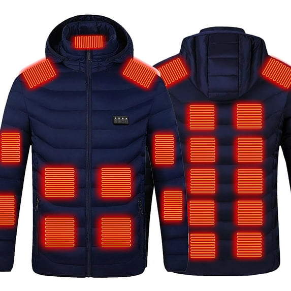 Lmueinov Winter Coats for Women Heated Jacket for Men and Women, 23 Heating Zones Electric Thermal Heating Coat with Removable Hood, Windproof, Machine Washable