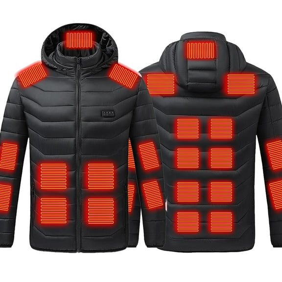 Lmueinov Winter Coats for Women Heated Jacket for Men and Women, 26 Heating Zones Electric Thermal Heating Coat with Removable Hood, Windproof, Machine Washable