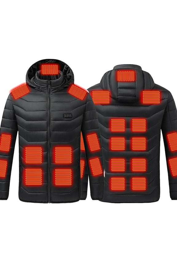 Winter Coats for Women Heated Jacket for Men and Women, 26 Heating Zones Electric Thermal Heating Coat with Removable Hood, Windproof, Machine Washable