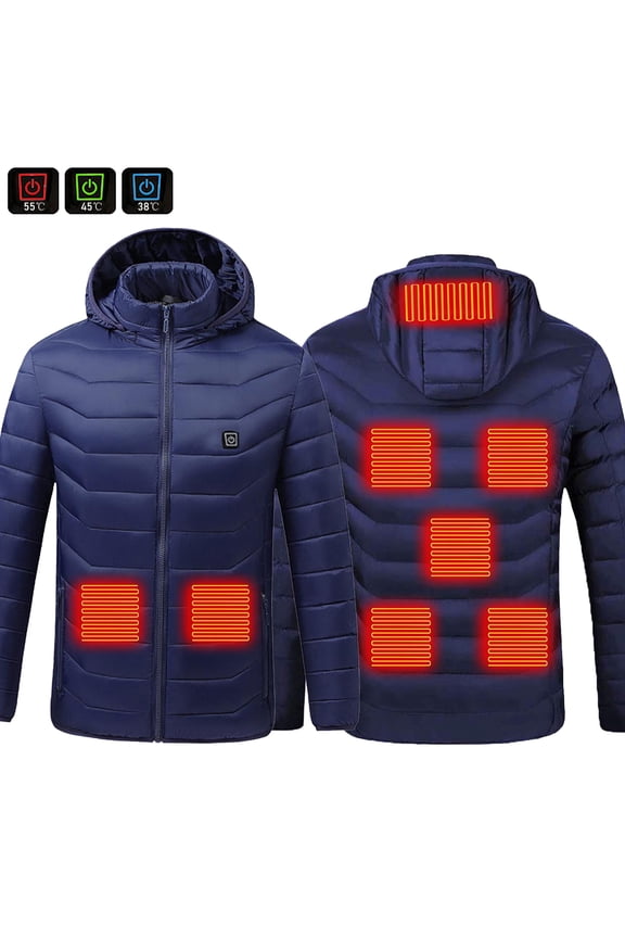 Winter Coats for Women Heated Jacket for Men and Women, 8 Heating Zones Electric Thermal Heating Coat with Removable Hood, Windproof, Machine Washable