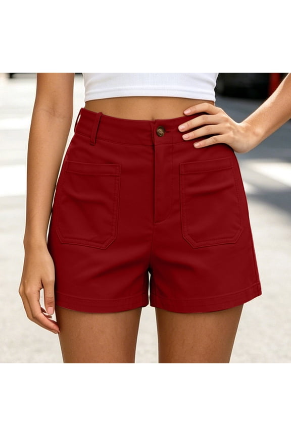 High Waisted Shorts for Women 2026 High Waisted Lightweight Breathable Casual Work A-Line Summer Shorts with Front Pockets for Everyday Wear