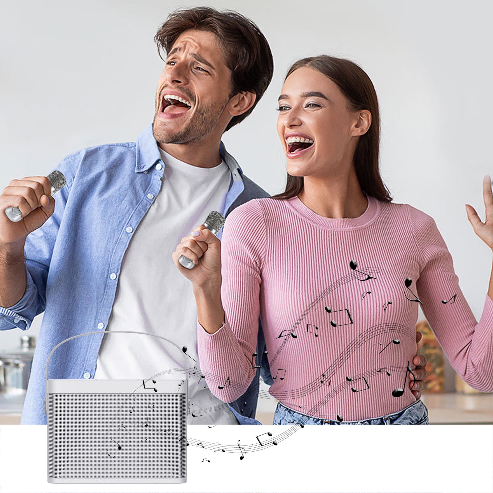 Lmueinov Karaoke Machine With Wireless Bluetooth Microphone Portable