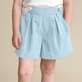 thumbnail image 1 of Lmueinov Kids Summer Adjustable Button Waist Shorts with Pockets,Girls Soft Knitted Cotton Casual Shorts for Toddler to Teen, 1 of 5