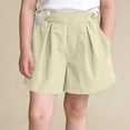 thumbnail image 1 of Lmueinov Kids Summer Adjustable Button Waist Shorts with Pockets,Girls Soft Knitted Cotton Casual Shorts for Toddler to Teen, 1 of 5