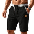 thumbnail image 1 of Lmueinov Knee Length Shorts for Men Lightweight Quick Dry Elastic Waist Drawstring Bermuda Casual Relaxed Fit Streetwear Shorts with Pockets, 1 of 4