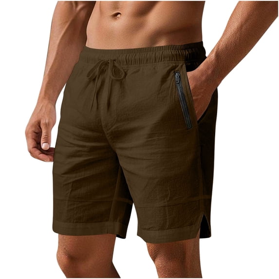 Lmueinov Linen Shorts for Men Elastic Waist Drawstring Shorts with Pockets, Mens Loose Casual Shorts for Summer Beach Vacation, S-2X
