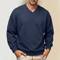 thumbnail image 1 of Lmueinov Long Sleeve Sweatshirt for Men Solid V-Neck Soft Fleece Lined Pullover Tops Casual Warm Outdoor Activities Sweatshirts for Gym Daily, 1 of 5