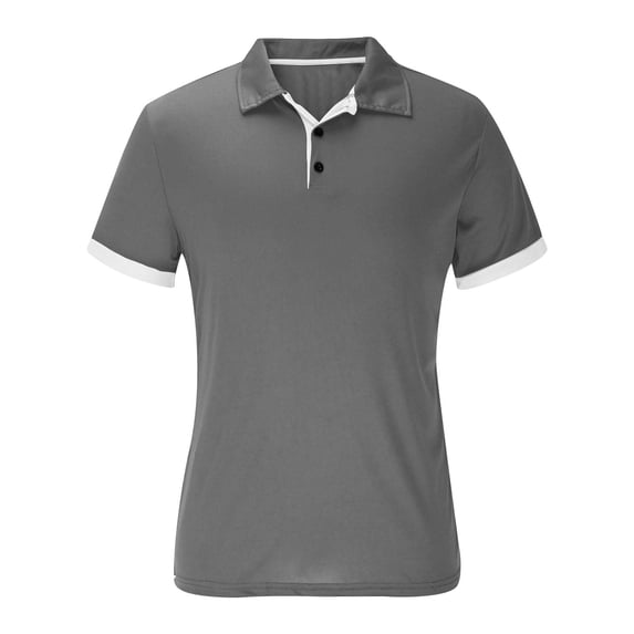 Lmueinov Men Short Sleeve Shirts with Contrast Trim Button Down Collar Slim Fit Quick Dry Tops Casual Work Basic Comfortable Fit Summer Shirts