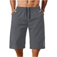 thumbnail image 1 of Lmueinov Men's 95%Polyester 5%Spandex Quick-Dry Athletic Shorts, Drawstring Elastic Waist 3/4 Length Sports Shorts with Pockets S-2XL, 1 of 3