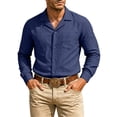 thumbnail image 1 of Lmueinov Men's Linen Shirts Long Sleeve Casual Shirts Lightweight Solid Button Down Shirt for Men Beach Summer Fall Business Shirt, 1 of 7
