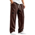 thumbnail image 1 of Lmueinov Men's Waffle Knit Wide Leg Sweatpants Elastic Waist With Drawstring Front Pleats With Deep Side Pockets For Fall And Winter Wear, S-3XL, 1 of 6