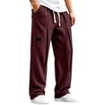 thumbnail image 1 of Lmueinov Men's Waffle Knit Wide Leg Sweatpants Elastic Waist With Drawstring Front Pleats With Deep Side Pockets For Fall And Winter Wear, S-3XL, 1 of 6
