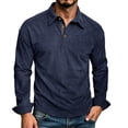 thumbnail image 1 of Lmueinov Mens 3 Button Collared Corduroy Long Sleeve Shirts Solid Chest Pocket Casual Business Tops Fall Winter Office Workout Golf Everyday Wear, 1 of 4