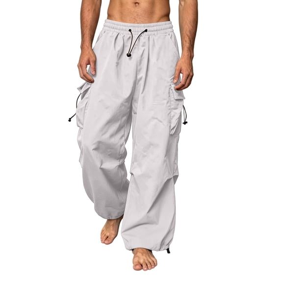 Lmueinov Mens Plus Size Cargo Pants Workout Quick Dry Drawstring Straight Leg Joggers Casual Hiking Pants with Multi Pockets XS-4XL