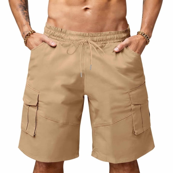 Lmueinov Mens Shorts Drawstring Elastic Waist Lightweight Durable Cargo Pockets Cargo Shorts for Men, S-4X