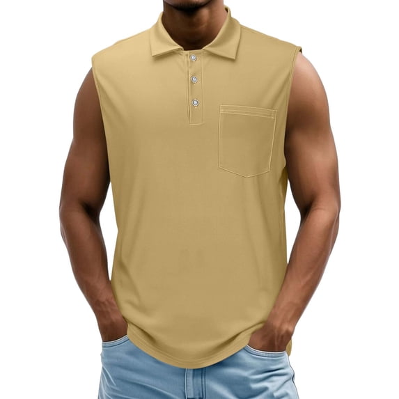 Lmueinov Mens Sleeveless Henley Shirt Tank Top 95% Polyester 5% Spandex Casual Summer Golf Muscle Shirt Stretch Lightweight Button Placket Regular Fit S-4XL
