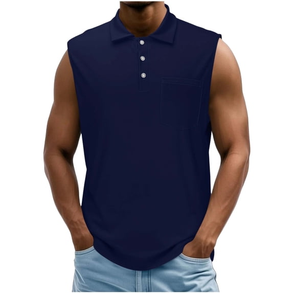 Lmueinov Mens Sleeveless Henley Shirt Tank Top 95% Polyester 5% Spandex Casual Summer Golf Muscle Shirt Stretch Lightweight Button Placket Regular Fit S-4XL