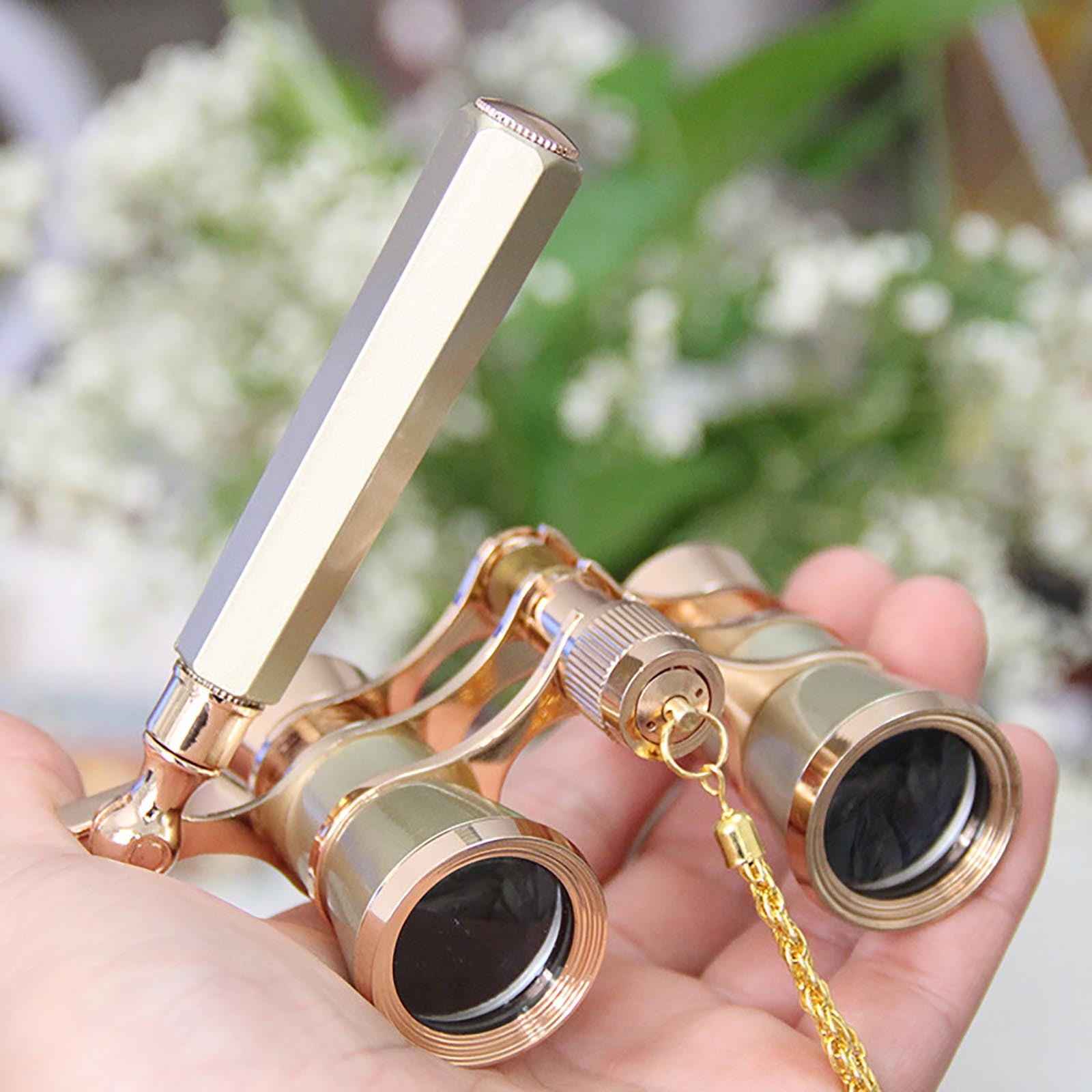 Lmueinov Opera Glasses 3X25 All Metal White Plated Night Vision