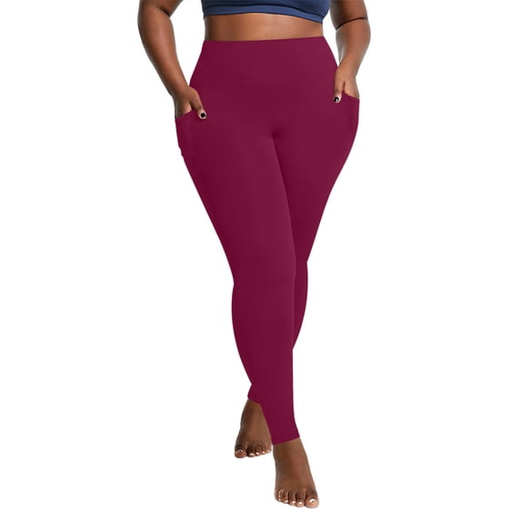 Lmueinov Plus Size Leggings for Women High Waisted Yoga Pants with Pockets Stretch Quick Dry Workout Leggings Soft Tummy Control Athletic Pants for Yoga Running Workout and Gym