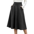 thumbnail image 1 of Lmueinov Plus Size Skirts for Women Casual Elastic High Waist Midi Skirt with Pockets Solid Color Flowy Work Office Fall Winter Skirts S-3XL, 1 of 7