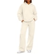 thumbnail image 1 of Lmueinov Plus Size Two Piece Sets for Women Hoodies Wide Leg Pants Outdoor Workout Lounge Set Solid Soft Fleece Long Sleeves Sweatshirts with Pockets, 1 of 6