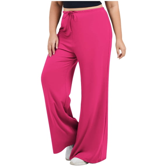 Lmueinov Plus Size Wide Leg Yoga Pants for Women High Waisted Drawstring Workout Trousers Quick Dry Loose Fit Solid Color Loungewear for Everyday Wear XL-5XL