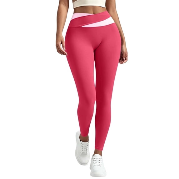 Lmueinov Plus Size Yoga Pants for Women Color Block High Waisted Workout Out Leggings Soft Stretchy Pants for Gym Daily S-3XL