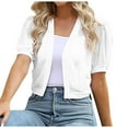 thumbnail image 1 of Lmueinov Short Sleeve Sweaters Cardigan for Women Puff Sleeve Chiffon Open Front Cropped Lightweight Summer Top V-Neck Cover Up for Summer Dress Matching Daily Casual Wear, 1 of 5
