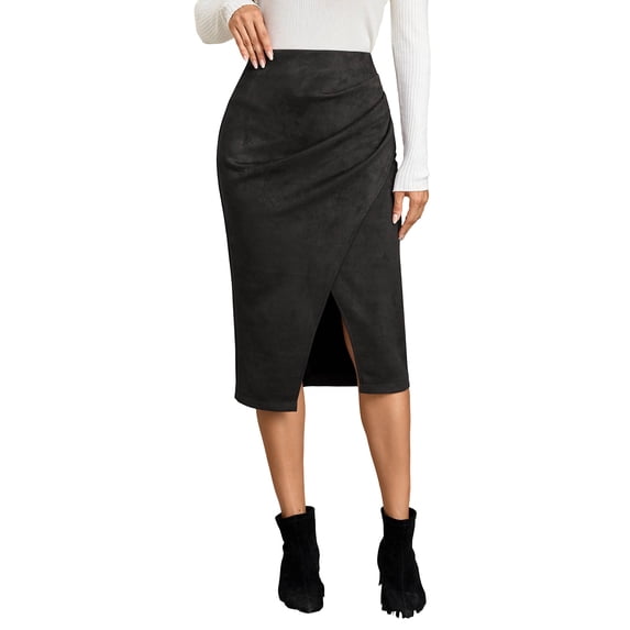 Lmueinov Skirts for Women High Waisted Business Midi Skirts A-Line Pencil Skirts with Split for Office Fall Casual Daily Outfitsskirts