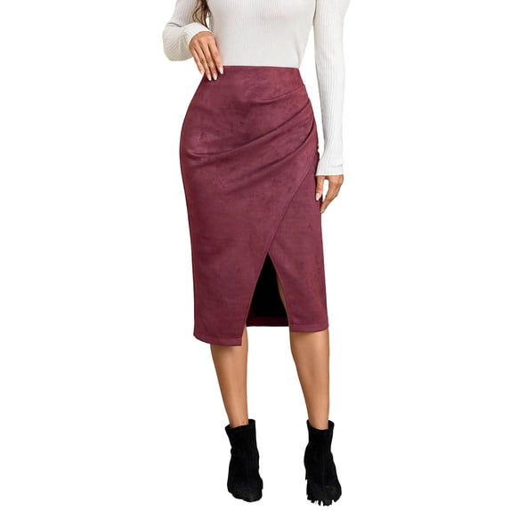 Lmueinov Skirts for Women High Waisted Business Midi Skirts A-Line Pencil Skirts with Split for Office Fall Casual Daily Outfitsskirts